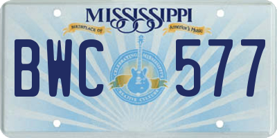 MS license plate BWC577