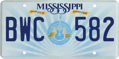 MS license plate BWC582