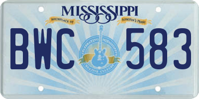 MS license plate BWC583