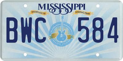 MS license plate BWC584