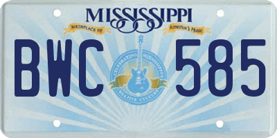 MS license plate BWC585