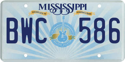 MS license plate BWC586