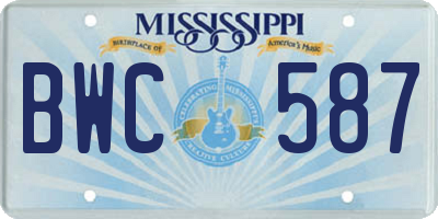MS license plate BWC587