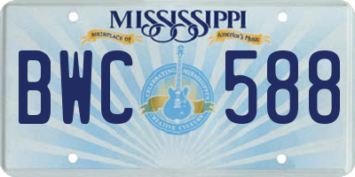 MS license plate BWC588