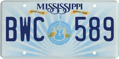 MS license plate BWC589