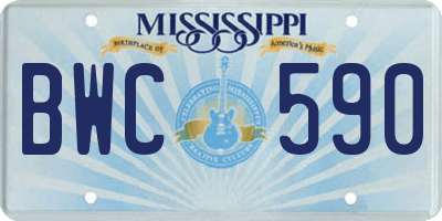 MS license plate BWC590