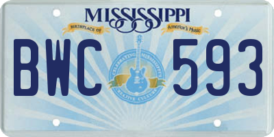 MS license plate BWC593