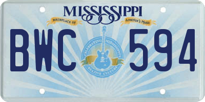 MS license plate BWC594