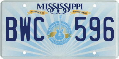 MS license plate BWC596