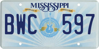 MS license plate BWC597