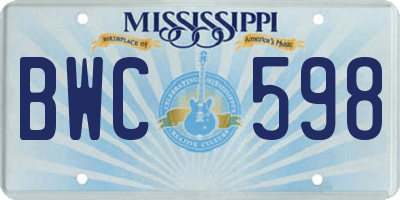 MS license plate BWC598