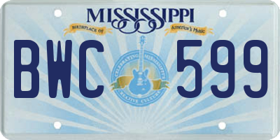 MS license plate BWC599