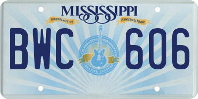 MS license plate BWC606