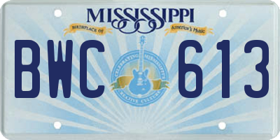 MS license plate BWC613