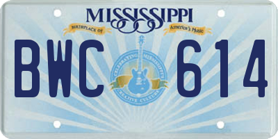 MS license plate BWC614