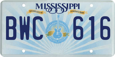 MS license plate BWC616