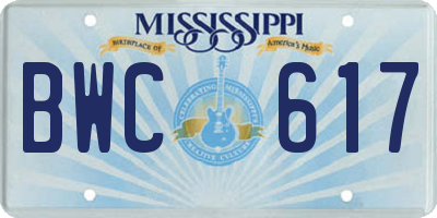 MS license plate BWC617