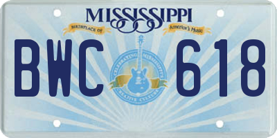 MS license plate BWC618