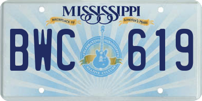 MS license plate BWC619