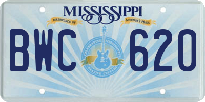 MS license plate BWC620