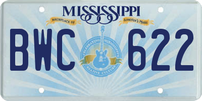 MS license plate BWC622