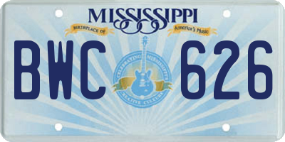 MS license plate BWC626