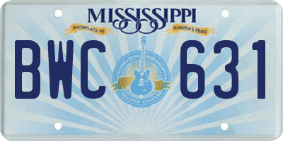 MS license plate BWC631