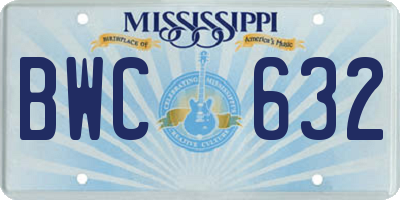 MS license plate BWC632