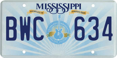 MS license plate BWC634
