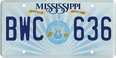 MS license plate BWC636