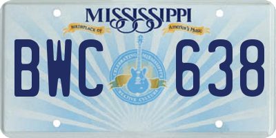 MS license plate BWC638