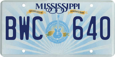 MS license plate BWC640