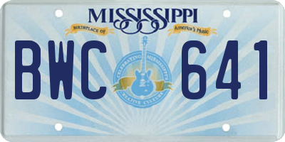 MS license plate BWC641