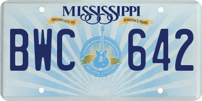 MS license plate BWC642