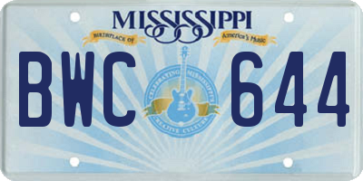 MS license plate BWC644