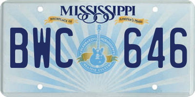 MS license plate BWC646