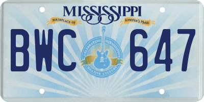 MS license plate BWC647
