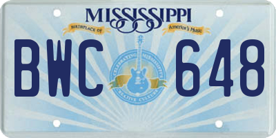 MS license plate BWC648