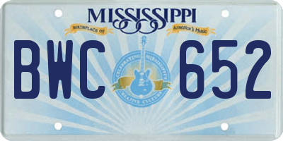 MS license plate BWC652