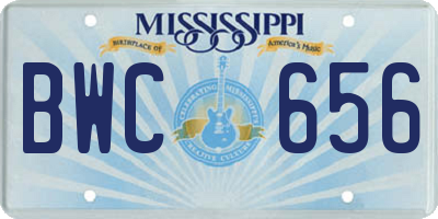 MS license plate BWC656