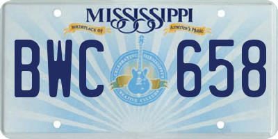 MS license plate BWC658