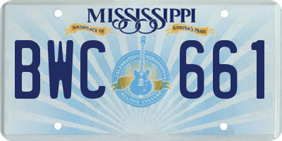 MS license plate BWC661