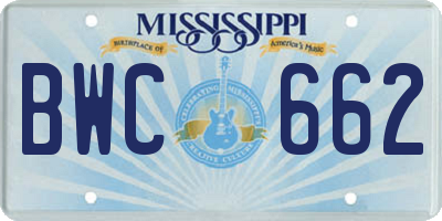 MS license plate BWC662