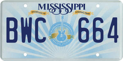 MS license plate BWC664