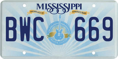 MS license plate BWC669