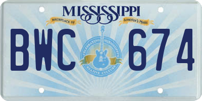 MS license plate BWC674