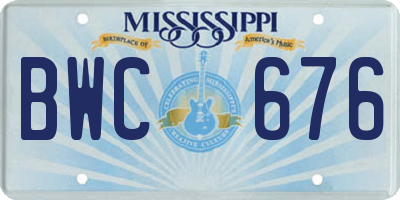 MS license plate BWC676