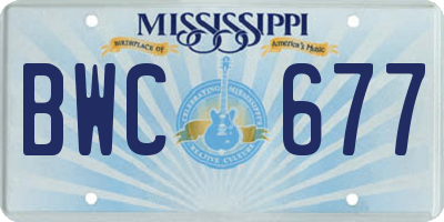 MS license plate BWC677