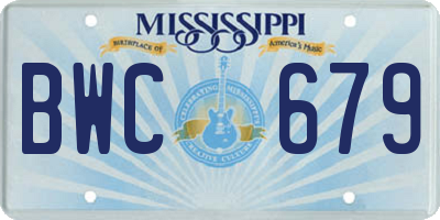 MS license plate BWC679