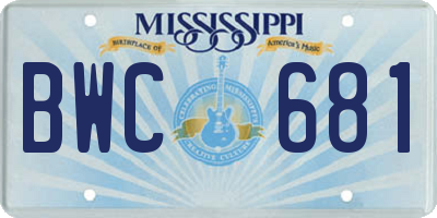 MS license plate BWC681